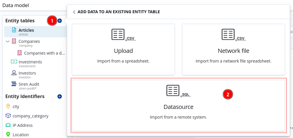 Importing from a datasource