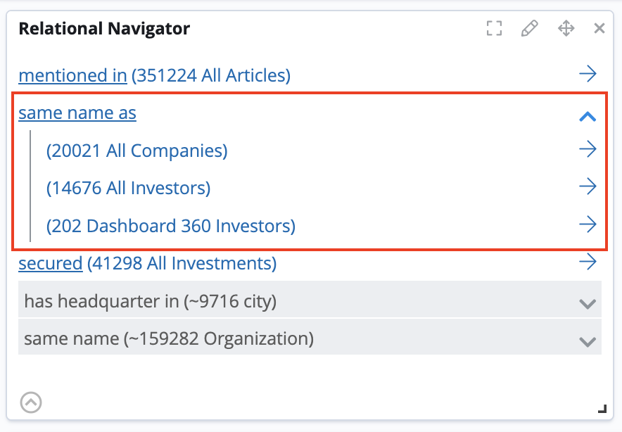 Relational Navigator grouping