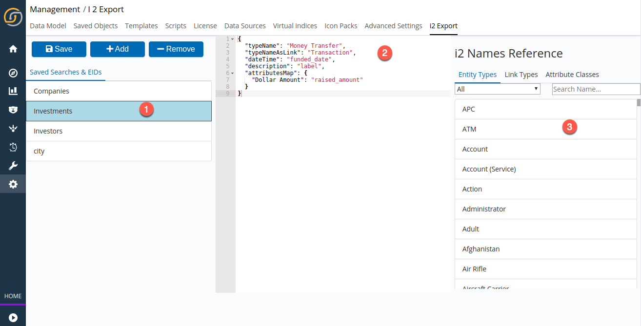 Configuring the i2 export feature