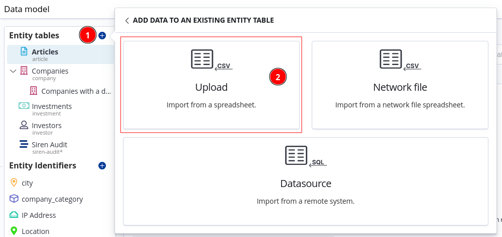 Importing from a spreadsheet