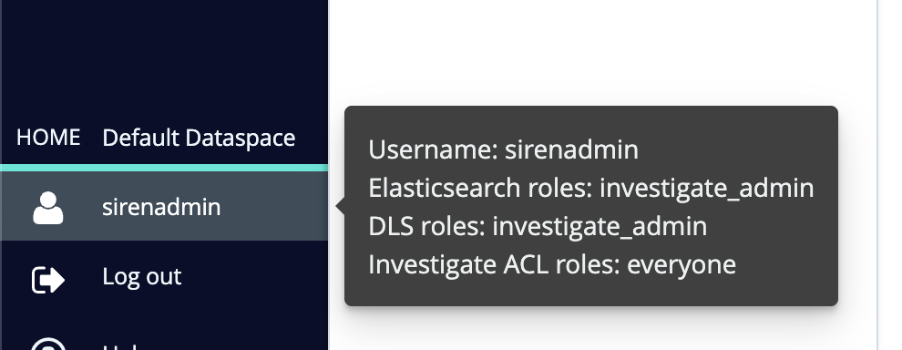 Login in Investigate as sirenadmin