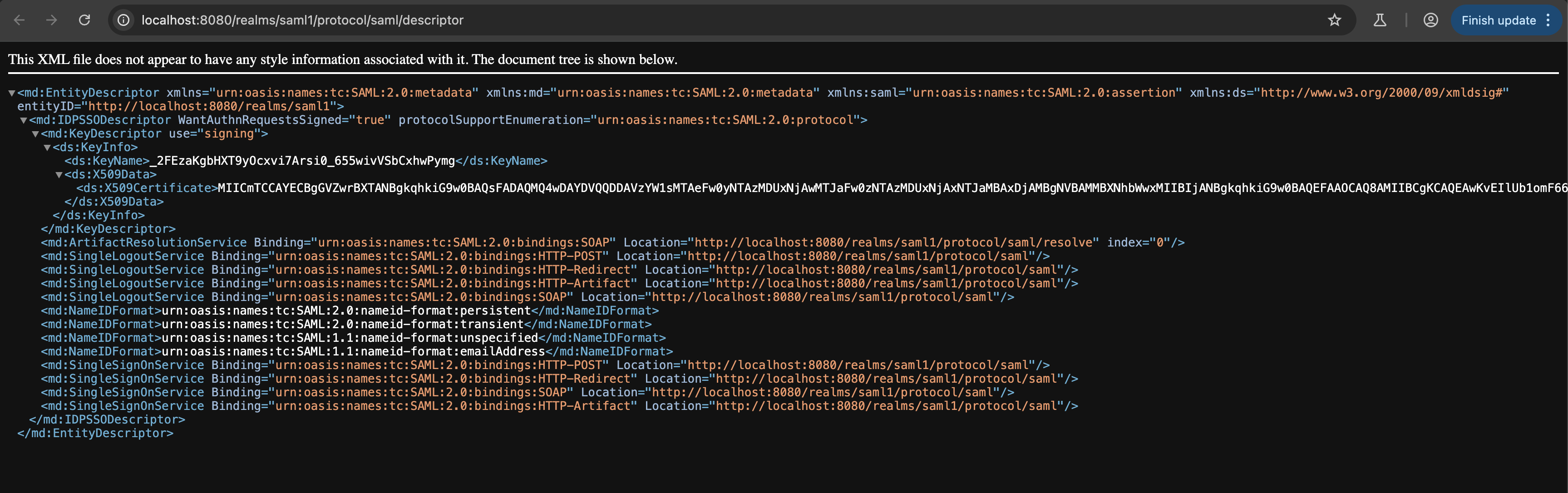 Configure keycloak extract idp-metadata